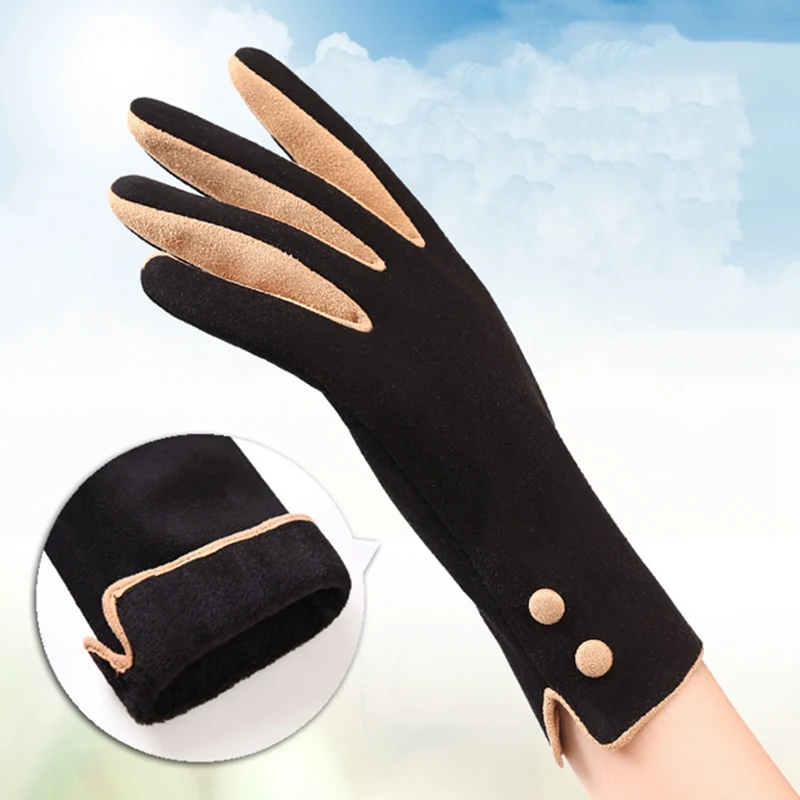 

New Fashion Elegant Ladies Touch Screen Warm Lace Gloves Women Autumn Winter Cashmere Long Full Finger Glove Mittens Guantes