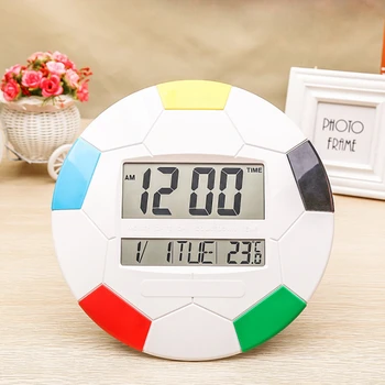 

Creative football alarm clock for children's gift Student bedside clock home electronic lcd digital wall clock with calendar