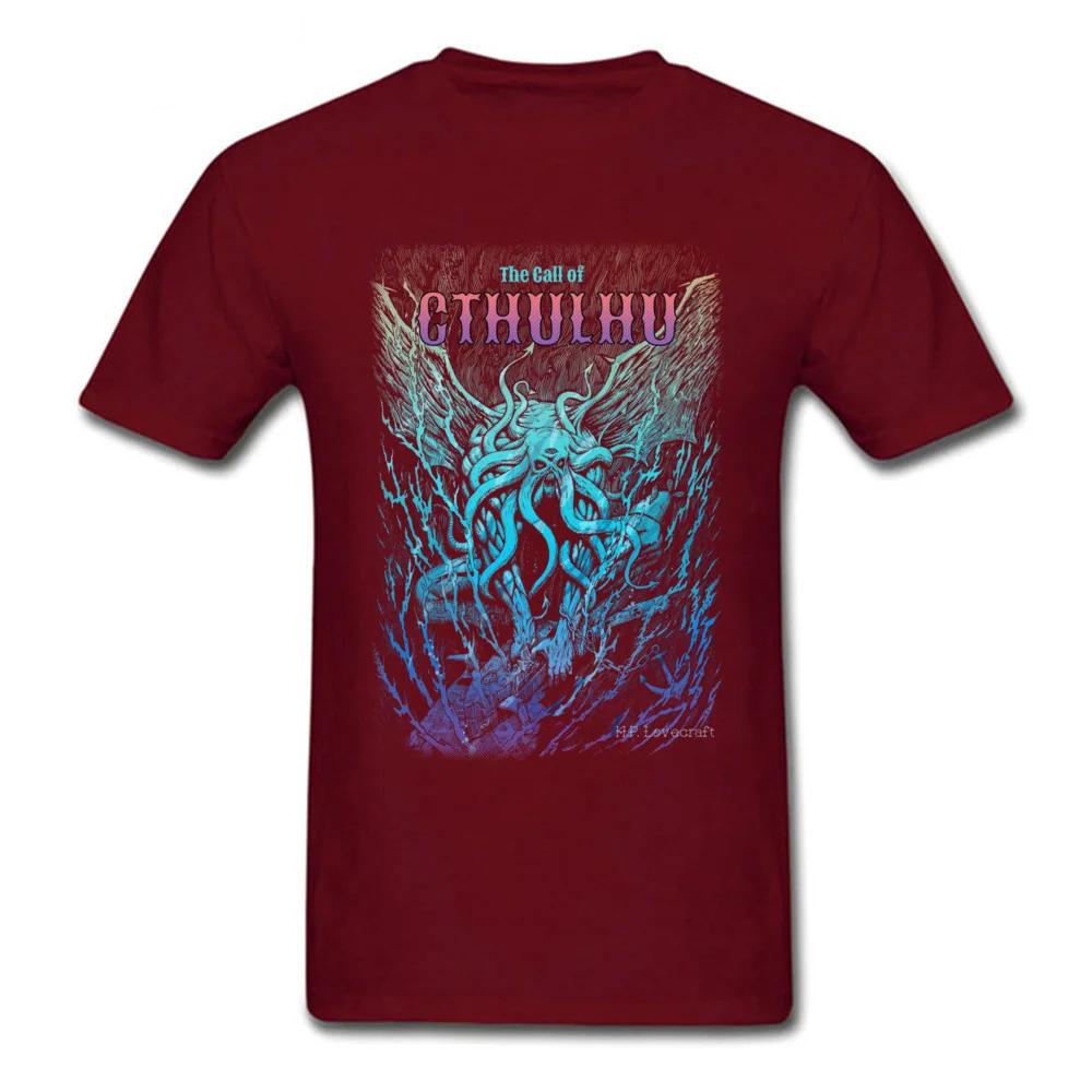 A Beast Nightmare of Cthulhu Design T-shirts for Men Cotton Fabric Autumn Tees Tee Shirt Short Sleeve Hot Sale Round Collar A Beast Nightmare of Cthulhu maroon