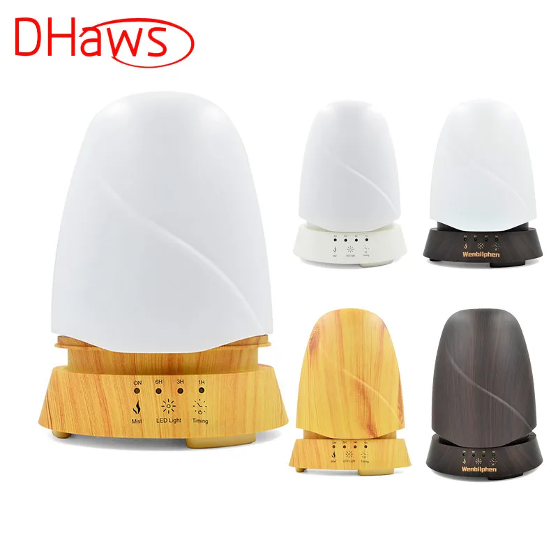 

DHaws Air Humidifier 350ml Wood Grain USB Ultrasonic Aroma Essential Oil Diffuser 7 LED Light Household Air Purifier for Office