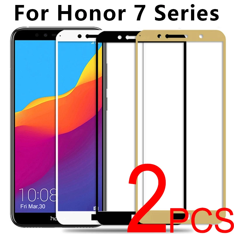 2 шт Полное покрытие протектор экрана для huawei honor 7X закаленное стекло 7A 7C 7 X A C 7x