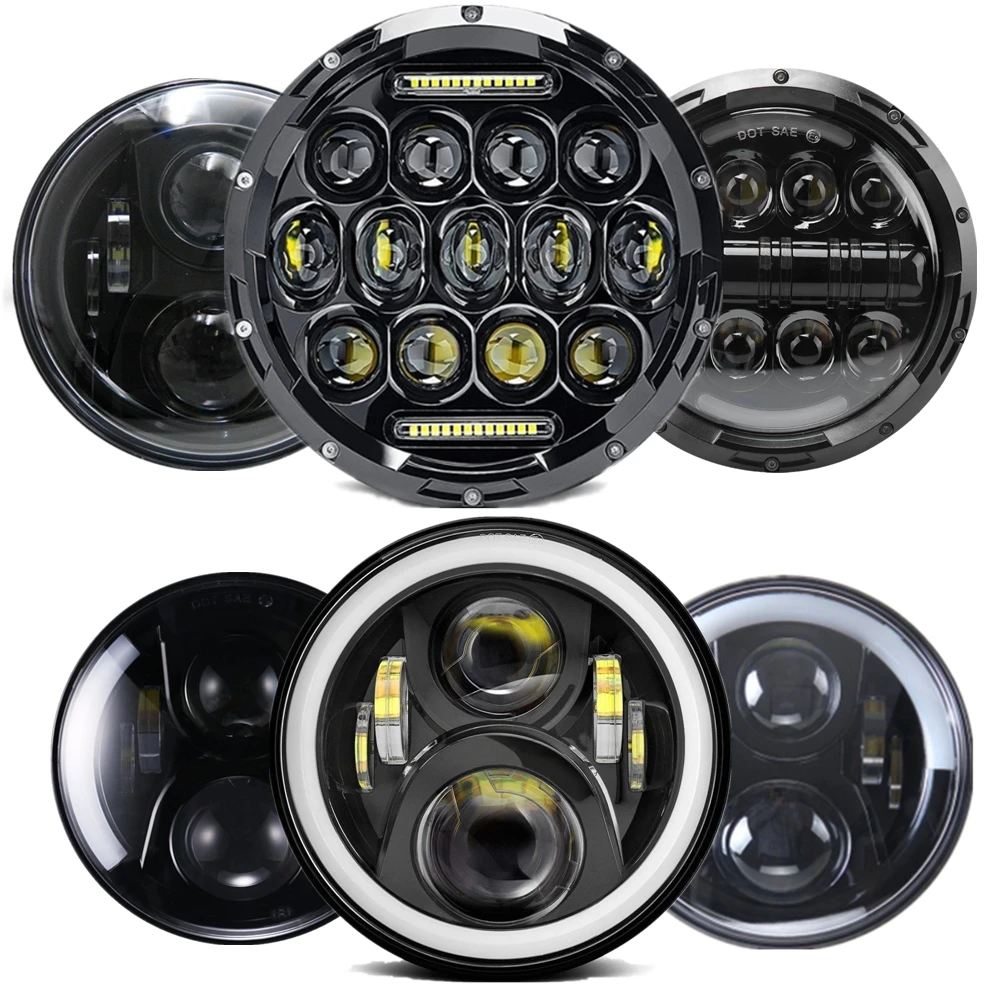 

7 Inch H4 Motorcycle LED Headlight Turn Signal Halo DRL for Yamaha Suzuki Kawasaki For Wrangler Hummer offraod 4X4 Front Light