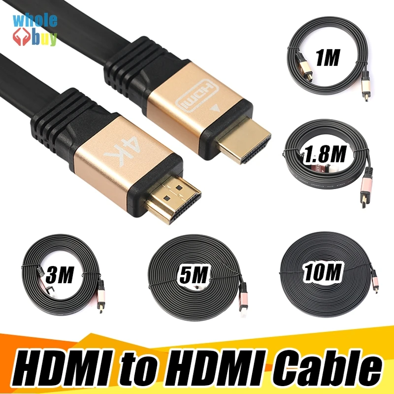 2,0 4K Pro HDMI кабель 1 м/1,8 м/3 м/5 м/10 м позолоченный плоский кабель Поддержка HD Quad HD 1440p 3D HD 2x1080p HD 2160p 50 шт./лот