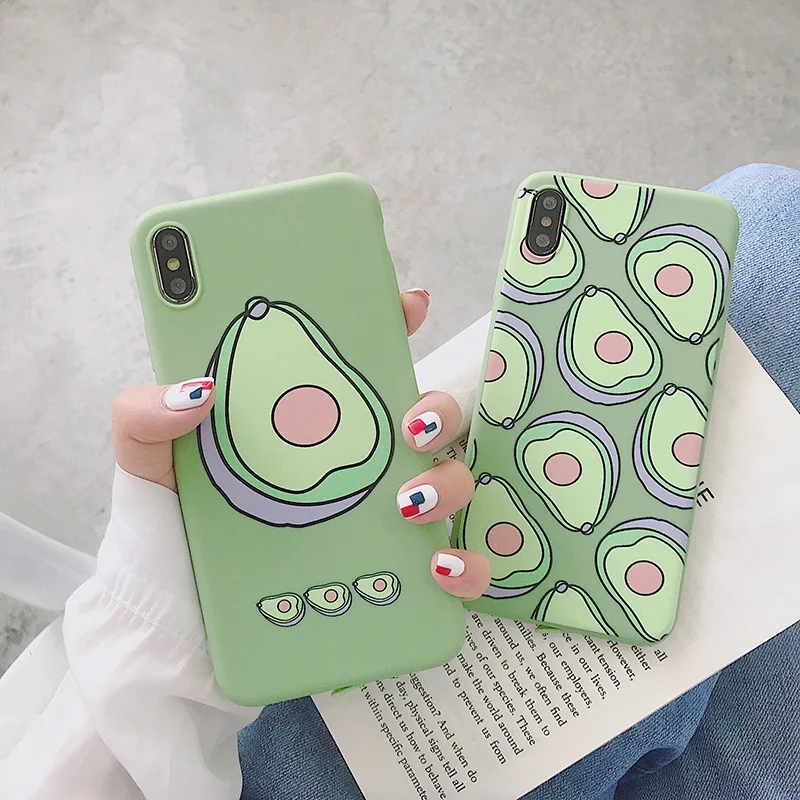 

Summertime Fruits For iPhoneXs XR Max Mobile Phone Shell For iPhone6 7 8 Plus Avocado Anti Fall TPU Mobile Phone Protective Case