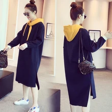 286 2017 new autumn and winter with thick velvet hooded women long paragraph sweater dress Maternity Skirt