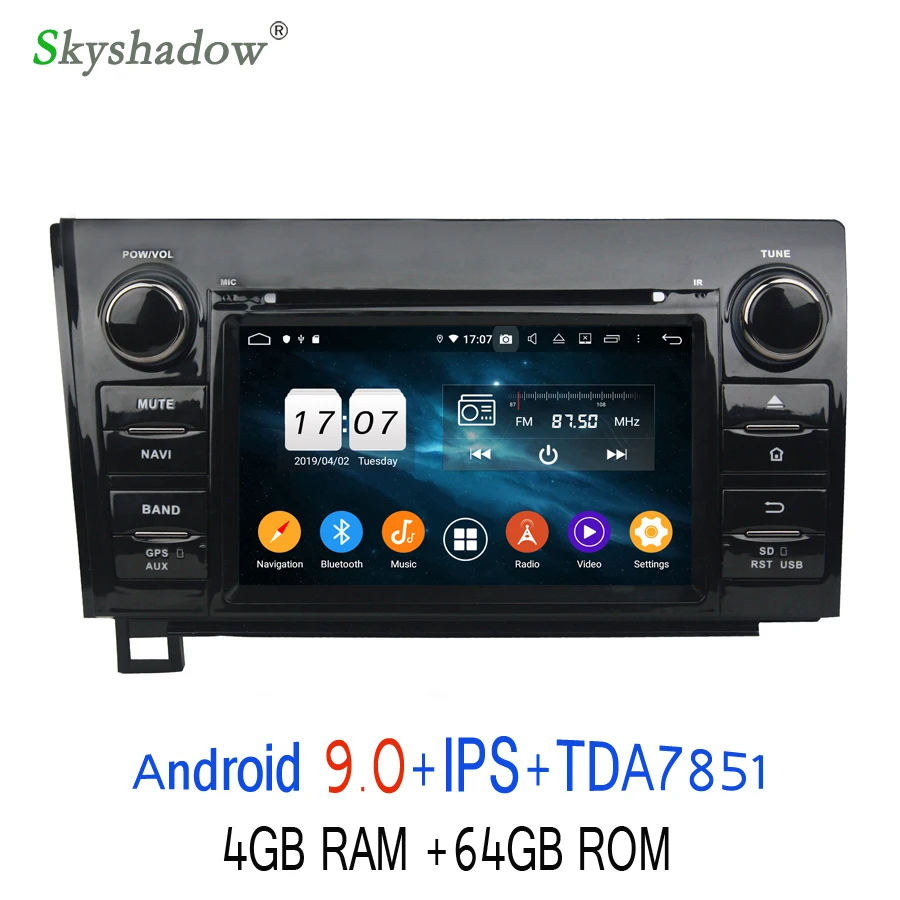 DSP HD Android 9,0 для Toyota Sequoia Tundra 2010-2012 64 Гб rom Восьмиядерный автомобильный dvd-плеер gps ГЛОНАСС RDS радио wifi 4G Bluetooth