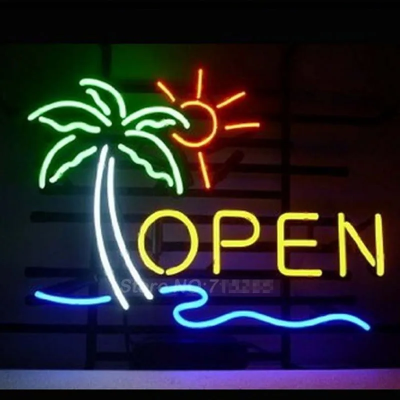 OPEN Business Neon Light Sign Real Glass Tube Handcraft Neon Bulbs Beer