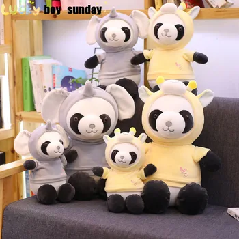 

Lucky Boy Sunday Soft Panda Stuffed Toy Wear Clothes Panda Plush Toys for Children Cosplay Elephant Giraffe Plush Doll Kids Gift