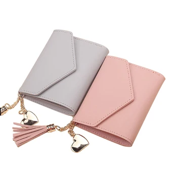 

2019 New Wallets Tassel Women Wallet for Credit Cards Small Luxury Brand Leather Short Womens Wallets Purses Carteira Feminina