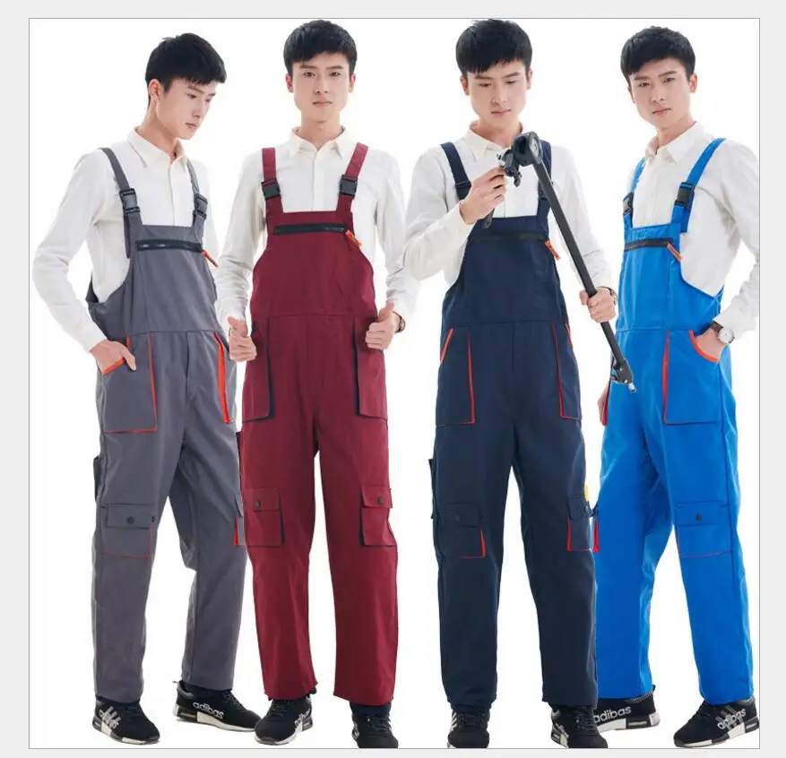 Men Women Bib Overalls Work Clothing Protective Coverall Repairman Strap Jumpsuits Working Uniforms Sleeveless Coveralls 4 Color