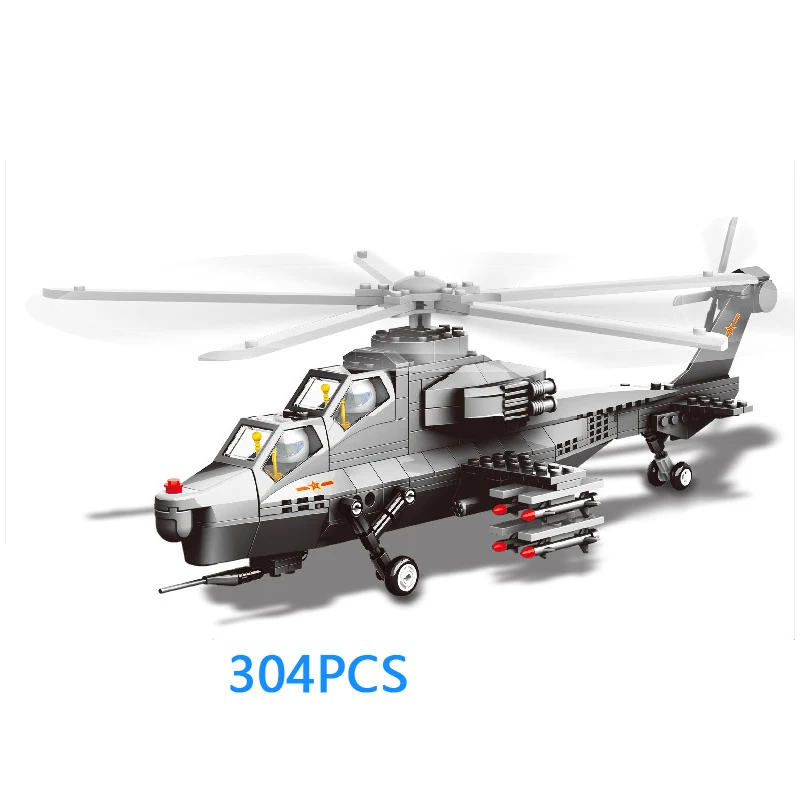 

Modern Military Weapon 1:38 Scale Wz10 Gunship Helicopter Batisbricks Building Block Model Air Force Figures Brick Toys For Boys