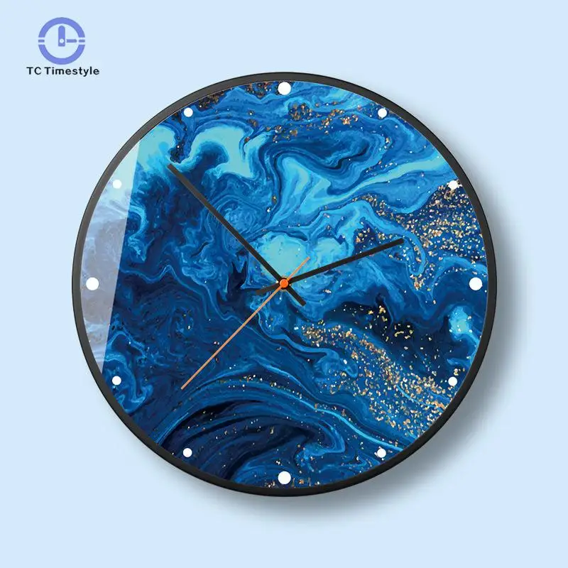 Wall Clocks Blue Tone Gold Fashion Nordic Minimalist Style Wall Clock