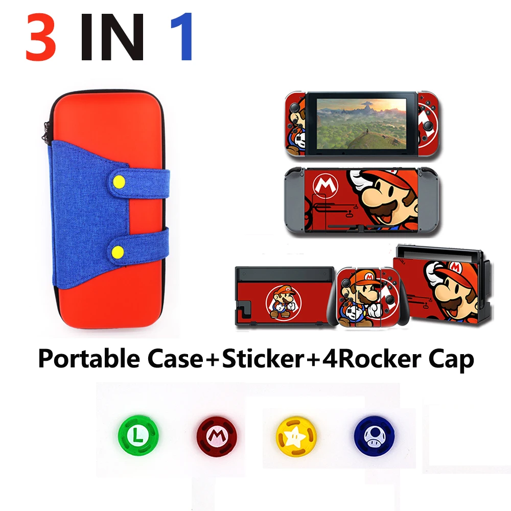 4 in 1 for Nintend Switch NS Console Carrying Storage Bag Protector +Anti-scratch Dustproof Transparent Crystal Shell+ NS Skin 4 in 1 for Nintend Switch NS Console Carrying Storage Bag Protector +Anti-scratch Dustproof Transparent Crystal Shell+ NS Skin