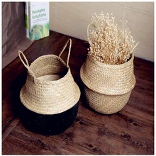 Ручная корзина для хранения восстанавливающая Складная соломенная сумка программное обеспечение декоративная корзина для цветов Набор горшков для цветов симпатия корзины