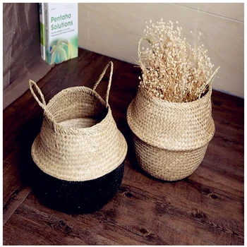 

Manual storage basket Restore folding straw bag software decorative flower basket flower pot set sympathy baskets