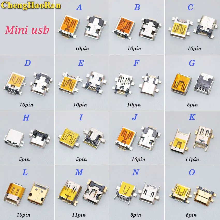 ChengHaoRan 1 шт. 5pin 10pin 11PIN Mini USB jack Тип B Женский SMT SMD разъем зарядки порт MP3 MP4