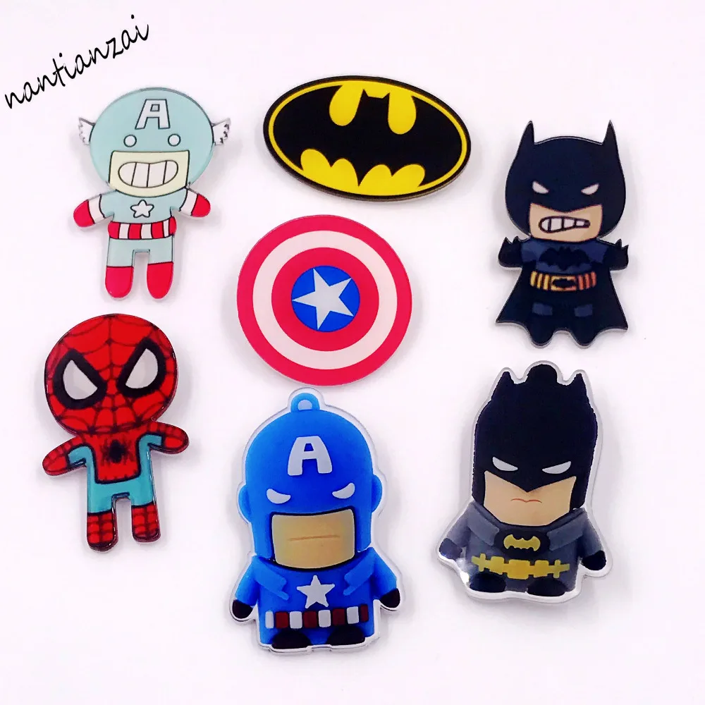 1PCS-Cartoon-Acrylic-The-Avenger-Spiderman-Batman-Captain-America-Pin-Brooch-Icon-Backpack-Clothes-Decoration
