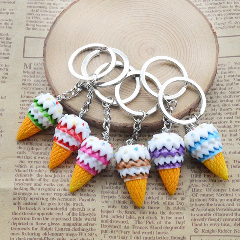 New Creative Resin Simulation Food Ice Cream Ice Cream Keychain Charms