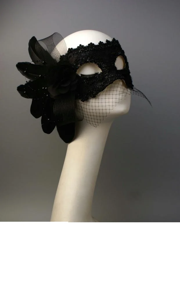 Красота маскарадные маски маска кружева перо цветок черная принцесса Хэллоуин маска