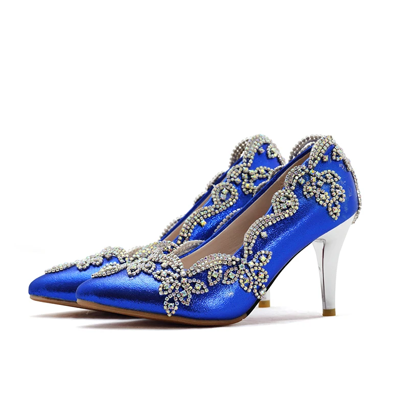 Г. Свадебная обувь под заказ Свадебные вечерние туфли с острым носком обувь для матери невесты на среднем каблуке цвет фуксия, золотой, синий, Размер 13