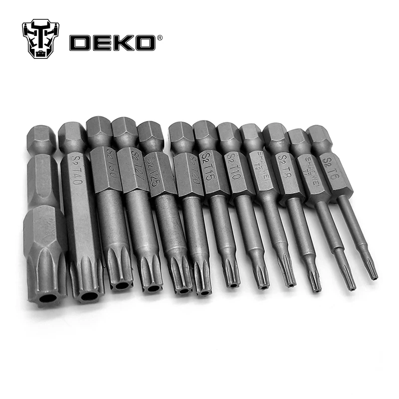 DEKO 12/10 шт набор T6 T45 Набор отверток шестигранные/торкс/плоская головка 1/4