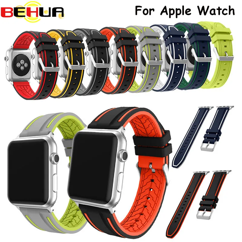 Ремешок для часов apple Watch sport ремешок iWatch series 1/2/3/4 мягкий силиконовый сменный 38 мм 42