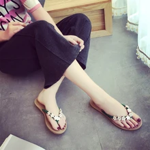 Summer Beach Woman Flip Flops Slides Female Sandals Flower Flat with Women Studs Slippers Casual Shoes women beach flip flops slippers flat women causal shoes woman gold slipper slides crystal bling sandals female brand slippers