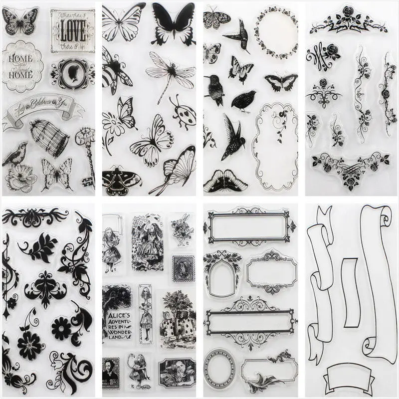 

1PC New Arrival Alphabet Transparent Silicone Clear Rubber Stamps Sheet Cling Scrapbooking DIY Ctue Pattern Decorating Stamps