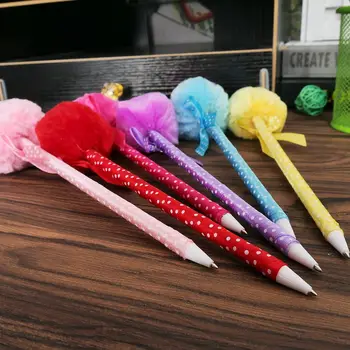 

Limit shows Stationery Bow Plush Fur Ball Pen School Office Ballpoint Pen Girl gift