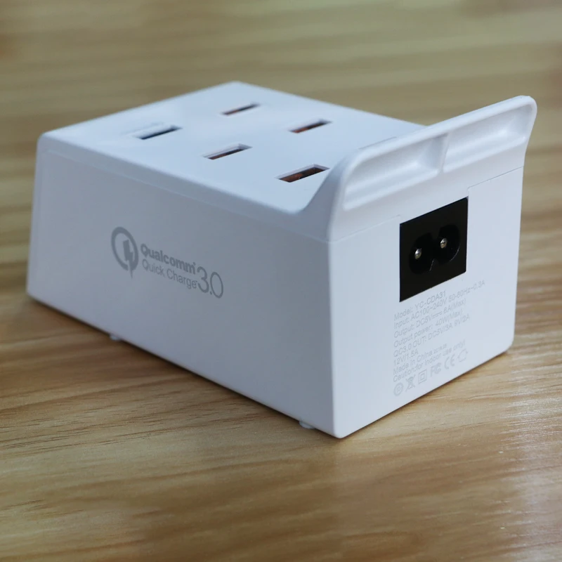40W Quick Charge 3.0 Smart USB Charger Adapter Led Display Fast Charging Power Socket Sation HUB (4)