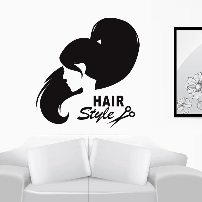 Hair Salon Wall Decal Sticker Barber Shop Scissor Vinyl Window Decals