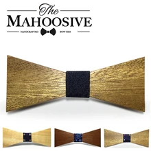 Для Мужчин's деревянный галстук-бабочка Mahoosive брендовая с деревянной классический галстук-бабочка подарок для мужские деловые рубашки Бабочка на шею Аксессуары для галстуков