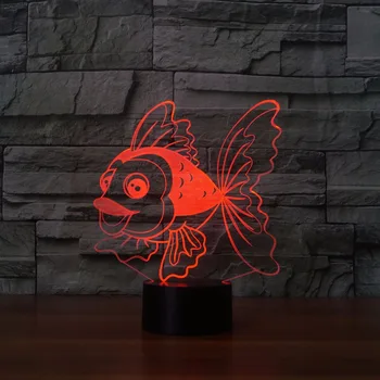 

Marine life 3D Touch Lights Visual LED Small Goldfish Decoration Lamp 7 Colors Changed Night Light USB Charge Desk Luminaria