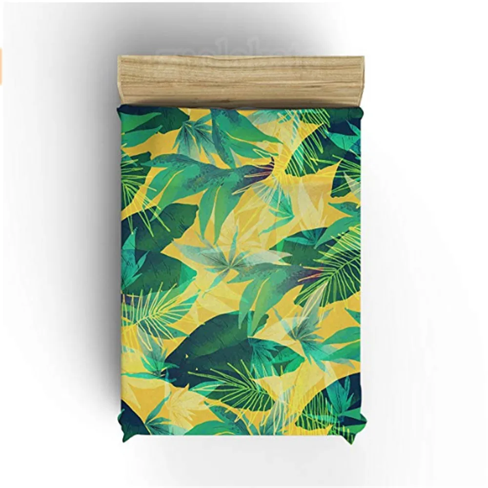 

Flannel Blanket Lightweight Cozy Bed Sofa Blankets Super Soft Fabric Tropical Plants Leaves, Summer Feeling