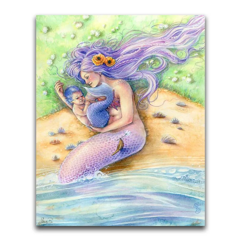 Full Square Diamond mosaic Animal fish girl Full Round Diamond embroidery Cross stitch Cartoon 5D DIY Diamond painting Mermaid