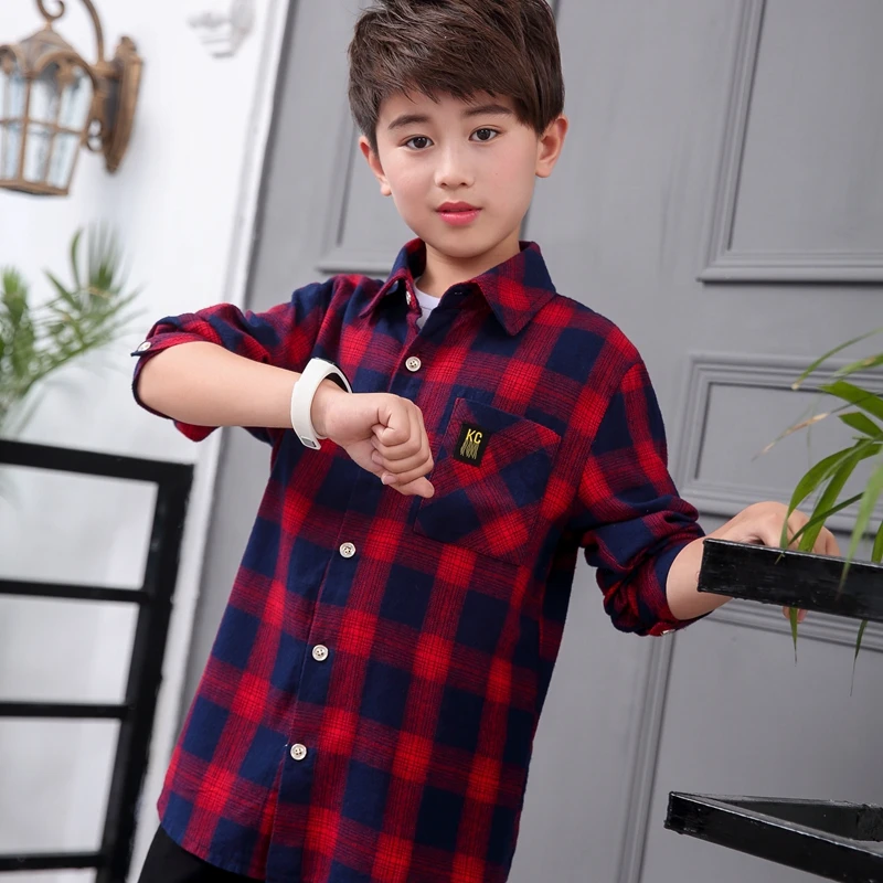 Plaid Shirts For Boys Tops Autumn Children Clothing Teenager Outerwear Kids Blouse Infant Toddler Boy Shirts Chemise Garcon