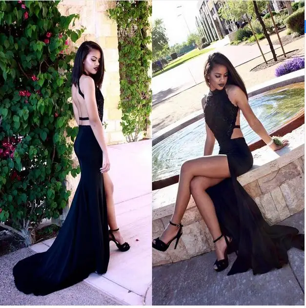 2016-Sexy-1Long-Black-Mermaid-Evening-Dress-High-Neck-Sleeveless-Party-Prom-Dresses-robe-de-soiree