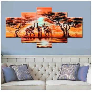 

Full Square Sunset Landscape Giraffe Icon 5 Piece Set Diamond Painting Kit 3D Diamond Embroidery Rhinestone Home Decor