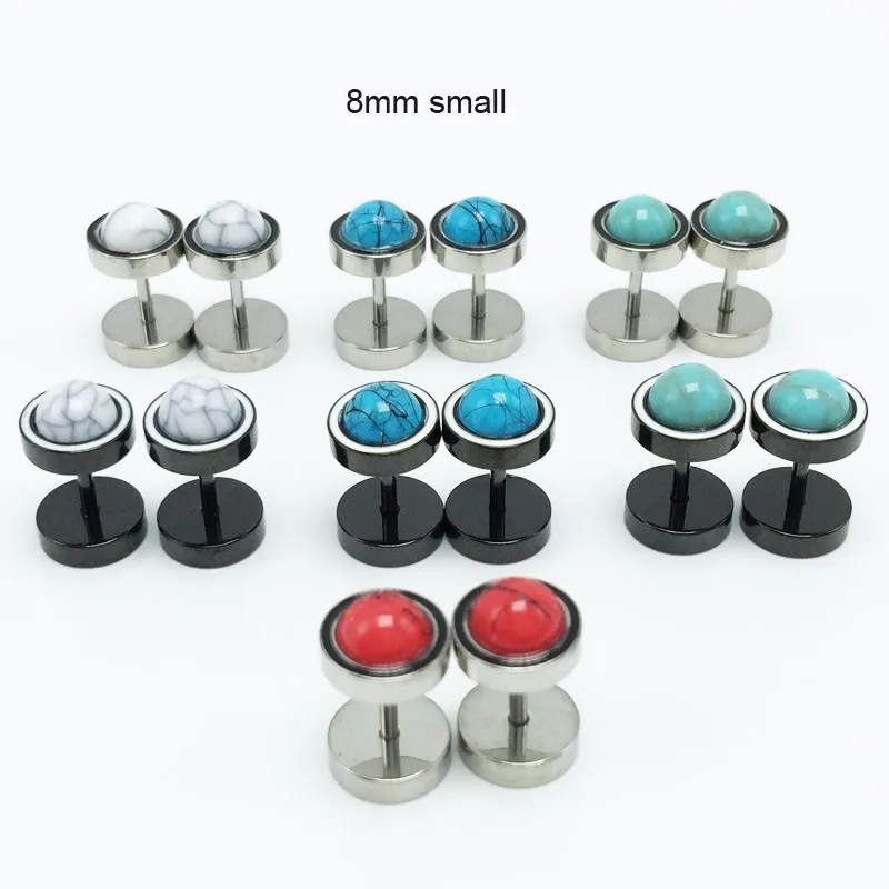 Fashion Men`s Fake Ear Tunnels Cheater Expander Plug Earrings Stud Stainless Steel Anti-allergic Barbell Brincos Body Jewelry1