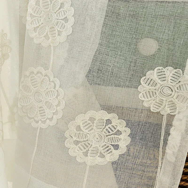 

Embroidered Voile Curtains for Living Room Kitchen White Tulle For Windows Curtains Children Room Kids Bedroom Textile For Home
