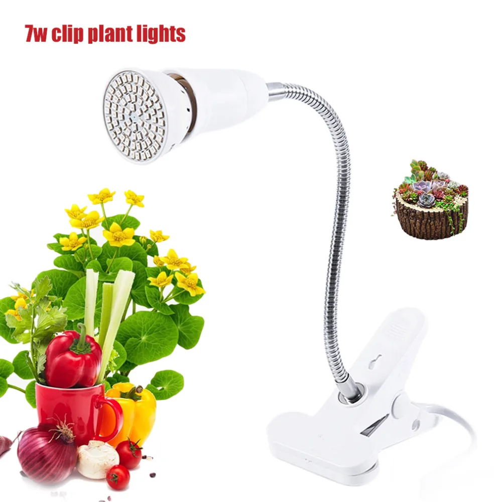 

7W LED Grow Light Full Spectrum Led Plant Grow Lamps with 360 Degrees Flexible Lamp Holder Clip For Greenhouse Hydroponic Plant