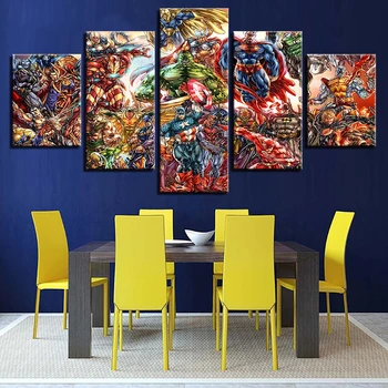 

Modular Canvas Picture Poster Cuadros Decoration 5 Panels Super Hero Art Framework Wall For Living Room Modern Painting