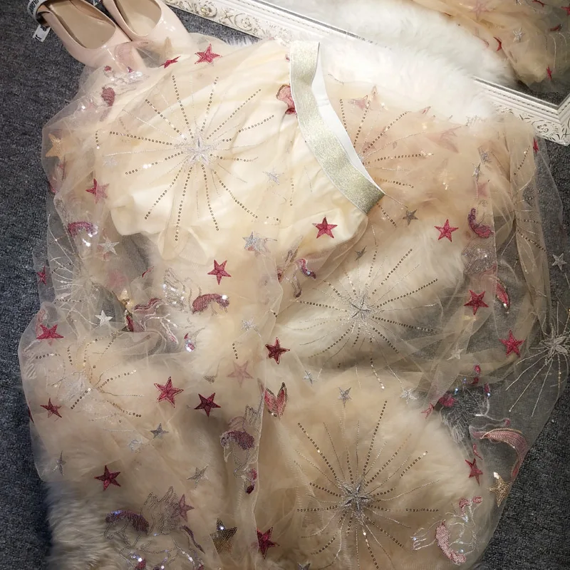 Stickerei Pegasus Gaze Rock R Tabelle Neue Siehe Stars cke Pailletten Voile Gro e 3FcTlKJ1