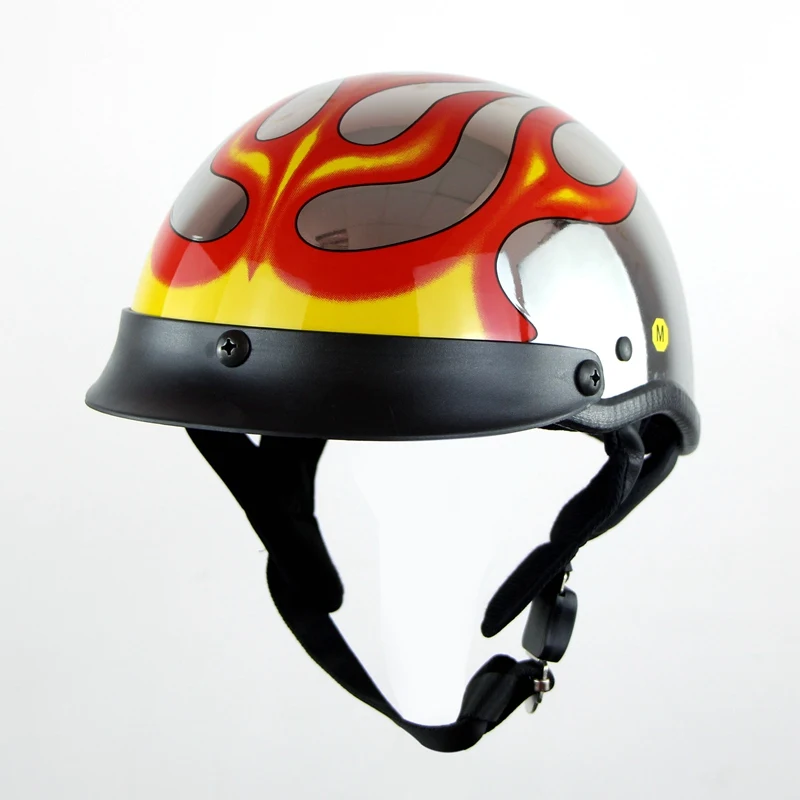 DOT Ретро Классический Череп мотоциклетный шлем немецкий стиль для езды на мотоцикле Casco взрослых унисекс Capacetes защита от M-L-XL - Цвет: Chrome Silver Flame