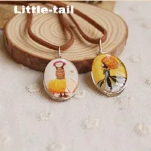 Handmade Leather Chain Duplex Glass Pumpkin Girl long necklaces & pendants anime style colar vintage jewelry accessories