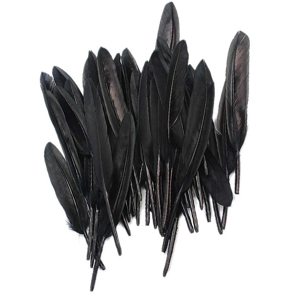 

50 Pcs Black Goose Feather 4-6.5inch Long For Art Craft Card Clothes Hat Bag DIY Making Wedding Decor Accessories