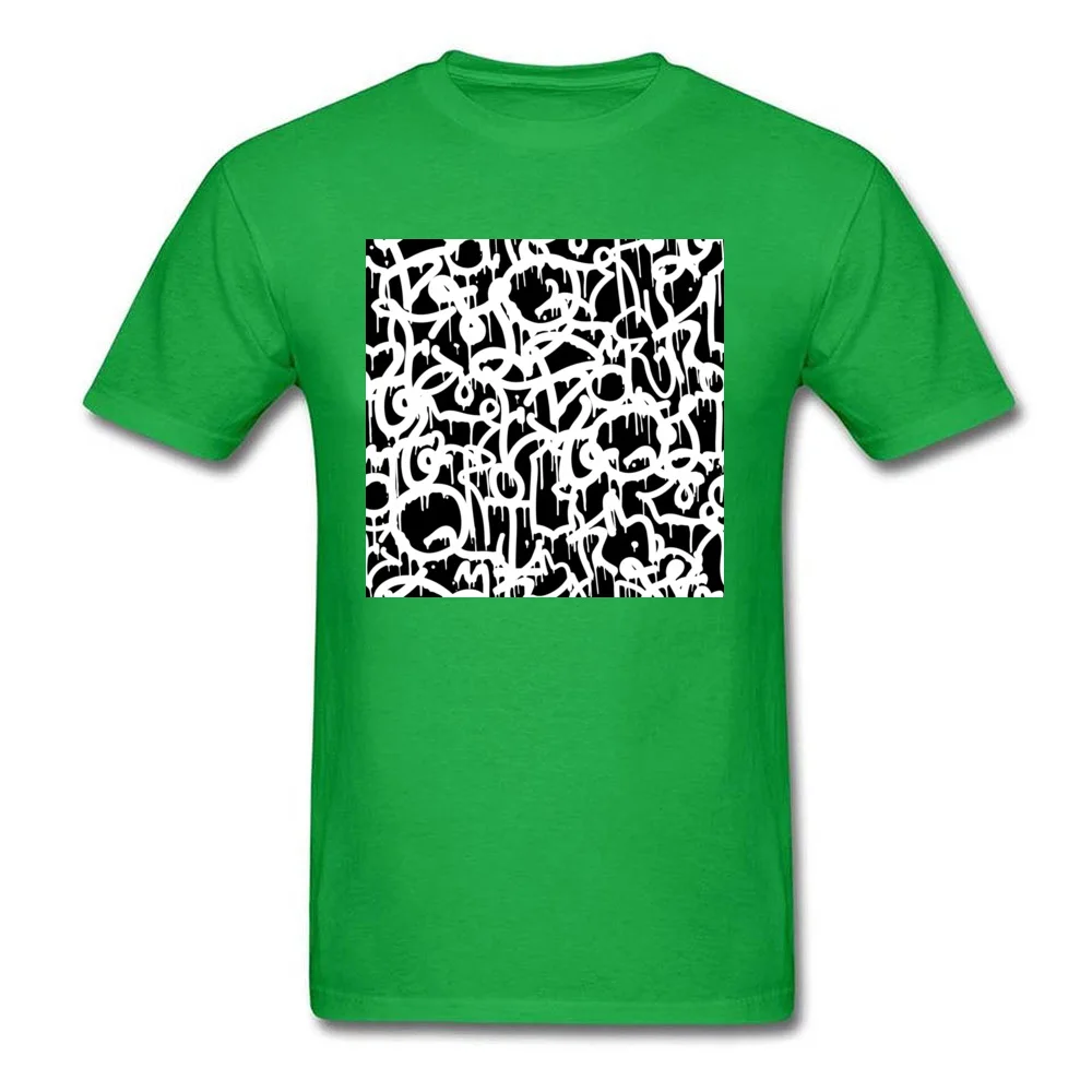 Black and White Graffiti pattern_green