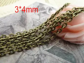 

Free Shipping -5 meter of Antique Brass 3*4mm Oval Ring Connecting Metal Chain,Copper Metal Cable Chain For Jewelry Making
