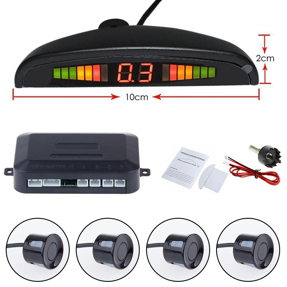 Viecar Car LED Parking Sensor Kit 4 Sensors 22mm Backlight Display