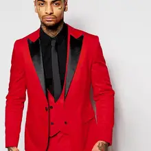 Стиль женихов Для мужчин Пик Черный с лацканами комплект со смокингом жениха Белый/Красный Для мужчин костюмы для шафера блейзер(пиджак+ штаны+ галстук-бабочка+ жилет) для маленькой девочки B960